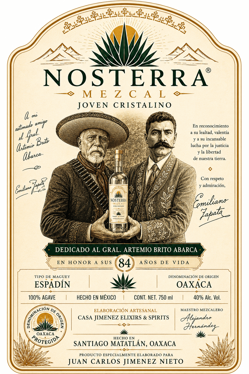 Etiqueta de la Edición Conmemorativa Gral. Artemio Brito Abarca